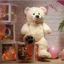 HollyHOME Teddy Bear Stuffed Animal Plush Giant Teddy Bears with Footprints Big Bear 36 inch Beige