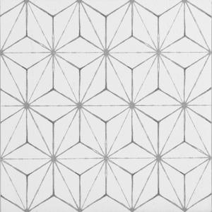 FloorPops FP2481 Kikko Peel Stick Floor Tiles, White & Off-White, 60"L x 24"W x 0.06"T