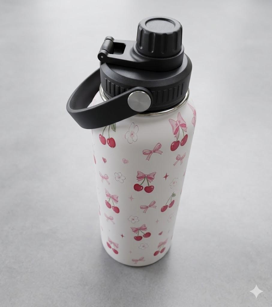  32 oz Stainless Steel Insulated Water Bottles, Pink Sports Travel Tumbler Mug, Cute Flamingo Cup Gifts for Women Girls (1pcs)