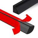 Flexible Quarter Round Molding Peel and Stick Rubber Trim Molding Double-Sided Self Adhesive Wall Corner Trim Molding for Floor, Bathrooms, Countertops (1/ 2” W x 1/ 2” H x 10 Ft, Black)