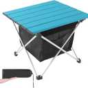 Grope Portable Camping Table Ultralight Aluminum Camp Table with Storage Bag,Beach Table for Sand with Carrying Bag,Prefect for Outdoor,Picnic,BBQ,Cooking,Festival (Blue with Storage Bag-S)