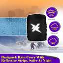 2 x Waterproof Backpack Rain Cover with Reflective Strip for Mountaineering, Traveling, Cycling, Camping and Outdoor (L:55-65L, Navy Blue)
