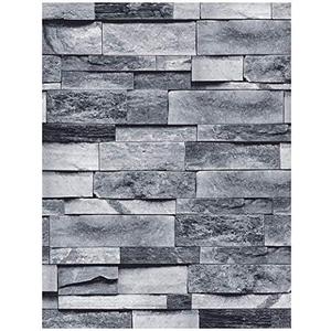 TX-Arts Brick Peel and Stick Wallpaper Shiplap Grey 3D Effect Brick Self-Adhesive Removable Wallpaper,Decorative Waterproof Wallpaper and Shelf Liner, Home Decoration 17.7"X393"
