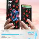Shorogyt for Samsung Galaxy S25 Cute Kawaii Leather Phone Case - Compatible with Magsafe Wallet Magnetic Credit Card Holder Fashion Cherry Design Phone Cover for Women Girls, Fits 7 Cards