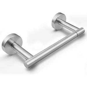 Newfun Brushed Nickel Toilet Paper Holder, SUS 304 Stainless Steel Adjustable Double Post Pivoting Toilet Paper Roll Holder Wall Mount for Bathroom