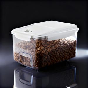 LivLab Mker Rice Storage Container - 20 lbs Airtight Flour Dispenser with Lids,measuring cup & wheel, BPA Free, Kitchen organizers for Pet/Cat/Dog Food Storage Container