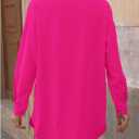 SOLY HUX Women's Button Down Shirt Collared Long Sleeve Drop Shoulder Oversized Blouse Casual Tops (Pink, L)