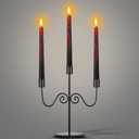 3 Arms Halloween Candelabra with 3 Bleeding Candles Metal Black Candlestick Gothic Tapered Candle Holder Tears Taper Candles for Table Centrepiece Halloween Party Church Decoration