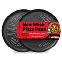 Emporio Kitchen Non-Stick Pizza Pan 2 Pack – 16 Inch Round Carbon Steel Pizza Tray with Perforated Holes, PFOAPFOSPTFE-Free, Dishwasher & Oven Safe Up To 450°F, Durable Nonstick Gray Marble Coating