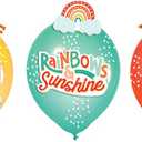 Multicolor Retro Rainbow Latex Balloon Decoration Kit - 12" (6 Piece Set) - Vibrant & Durable Party Decor for Celebrations & Events