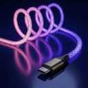 USB C Charger Cable 60W LED Light up USB A to C Cable for iPhone 15/15Pro/ 15Plus/15ProMax MacBook Pro 2020, iPad Pro 2020, iPad Air4, Samsung S23+/S23 Ultra (Pink Purple, 3 FT)