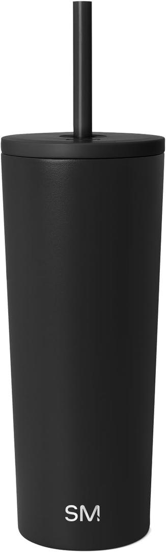Simple Modern Classic Tumbler with Straw Lid | Insulated Iced Coffee Cup Reusable Stainless Steel Water Bottle Travel Mug | Gifts for Women Men Her Him | 24oz | Midnight Black