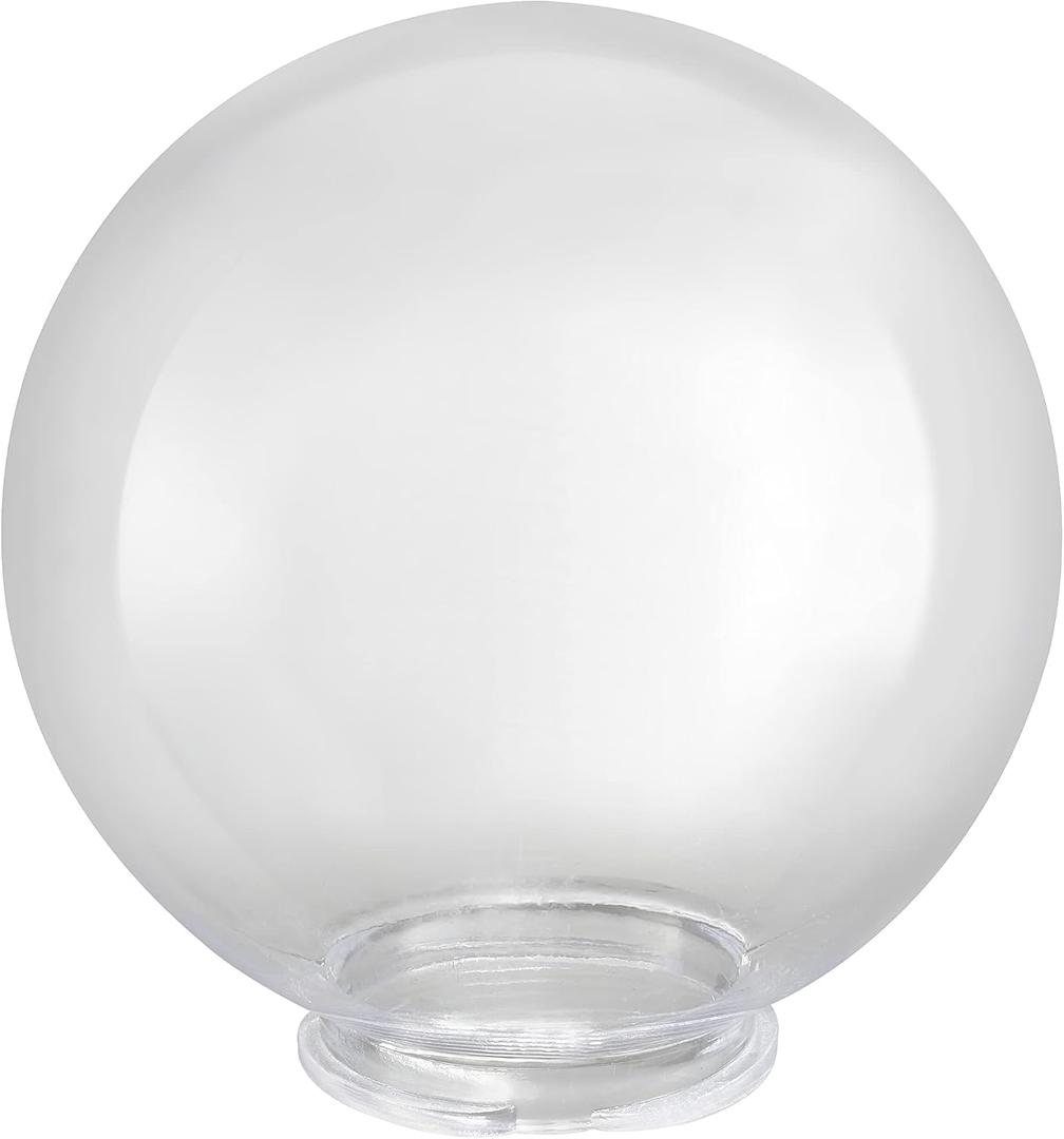 Aspen Creative 28002-60-11, 8" Clear Acrylic Replacement Lamp Post Globe with 3-3/4" Twist Lock Neck