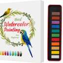 Watercolor Workbook, Water Coloring Book, Beginner Friendly Water Painting Book, Watercolor Sketchbook Paint Book with 12-Color Paint Set & Brush for Adults and Teens(Birds)