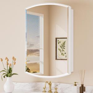 Keonjinn Matte White Medicine Cabinet with Mirror 20x 30 Inch, Metal Framed