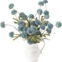 Floroom 6pcs Dusty Blue Faux Silk Mums Artificial Flowers, Bulk Fake Small Mini Chrysanthemums with Stems for DIY Slate Blue Wedding Centerpieces Floral Arrangements Vase Fillers Home Decorations