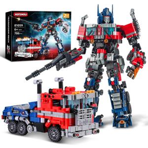 2 in 1 Transform Robots Building Sets for Adults,Mecha Transforming Building Blocks Truck Kits,Action Figures Toys for Movie Fans,Christmas,Birthday Gift for Kids and Boys 8-14