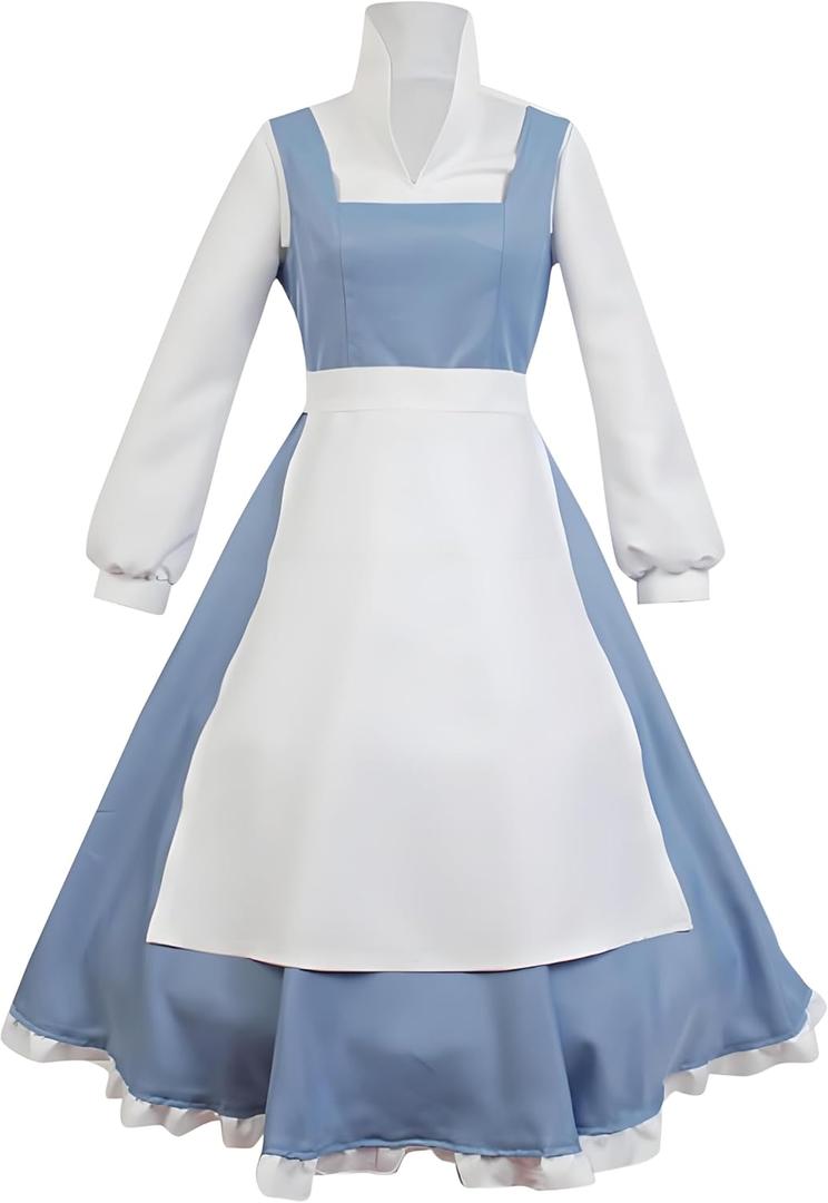 Women Costume Dress Cosplay Maid Outfit Princess Gown Suit Halloween Party Dress Up (XL, Blue)