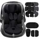 Infant Car Seat Insert Adjustable Head Support for Preemie Newborn Toddler, Reversible Baby Head Body Support Cushion for Carseats and Strollers Side Impact Protection - Black