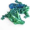 3D Printed Dragon - 24 inch Large Pearly Sheen Articulated Dragon Fidget Toy, 3D Printed Gift for Birthday, Figurine Decor(Green Mix Blue)