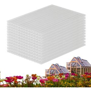 6pcs0.32'' Polycarbonate Greenhouse Panels SheetGreenhouse Replacement Plastic PanelsDouble Layer Clear Polycarbonate roof Panel4' x 2' x 0.32''