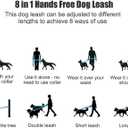 Mile High Life Hands Free Dog Leash, Crossbody Waist Leash with Genuine Leather Connection, Multifunctional Adjustable Slip Lead for Dog Walking Running (Hot Pink, 8FT)