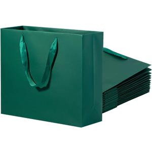 driew Large Gift Bags with Handles 12pcs, 12.64.511 Inch Large Size Paper Gift Bags Bulk Heavy Duty for Shopping Party Favor Wedding Birthday Packing Retail Small Business (Dark Green)