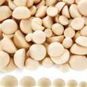 Jetec 300 Pcs Half Wooden Balls Beads 6 Sizes Natural Unfinished Wooden Half Round Split Balls Craft Beads Mini Hemisphere for DIY Projects Arts Craft Supplies