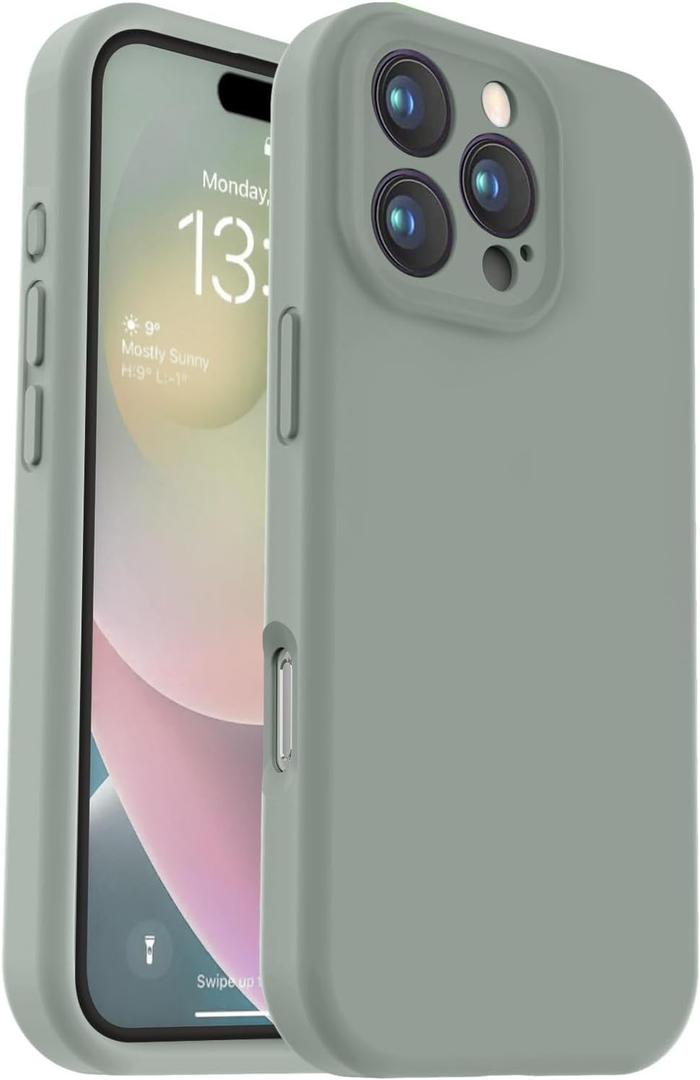 Vooii Compatible with iPhone 16 Pro Max Case, Liquid Silicone Upgrade [Camera Protection] [Soft Anti-Scratch Microfiber Lining] Shockproof Phone Case for iPhone 16 Pro Max 6.9 inch - Calke Green