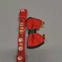 azuza Christmas Dog Collar with Santa Print, Adjustable Holiday Pet Collar with Removable Glitter Antler Bowtie for Medium Dogs (M - Neck:14-20 inch)