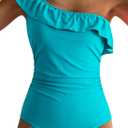Dokotoo Womens One Piece Swimsuits Ruffle One Shoulder Bathing Suits Tummy Control Bathing Suits Full Coverage Swimwear (Green, XXL)