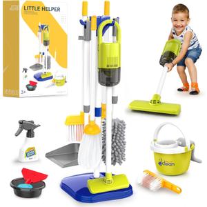 Toddler Toys Cleaning Set, Kids Cleaning Toy Set, Pretend Play Home Cleaning Playset - Incl.Electric Toy Vacuum, Broom and Dustpan Set, Mop,Duster and More,Cleaning Tools Toys for Boys Girls