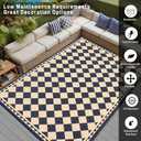 HUGEAR Outdoor Rug for Patios Clearance,Waterproof Mat,Large Outside Carpet,Reversible Plastic Straw Camping Rugs,Rv,Porch,Deck,Camper,Balcony,Backyard (8x10,Checkered/Black&Beige)
