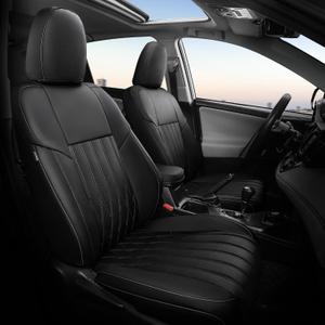 RAV4 Seat Covers for Toyota RAV 4 2013 2014 2015 2016 2017 2018 Gas XLE SE Limited Platinum Adventure (not for LE & Hybrid) Faux Leather Car Seat Covers Full Set - Black