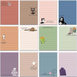 12 Pcs Funny Sticky Notes for Work 4x3 Inches Sarcastic Self Adhesive Notepads Novelty Memo Pads for Office Coworker Gifts Employee Appreciation Supplies(Funny-Lines,Morandi Color)