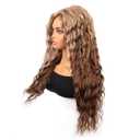 Long Curly Wig For Women, Blonde Mixed Brown Color, 28 inch Long Wavy Wig, Heat Resistant Synthetic Hair Mixed Ombre Blonde For Cosplay Daily Party Use