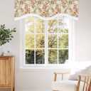 Fall Flower Valance Peony Floral Curtain Valances,Rod Pocket Kitchen Window Valances with Tassel,Summer Watercolor Leaf Valance Curtains for Living Room Oil Painting Style Abstract Curtains 54x18In