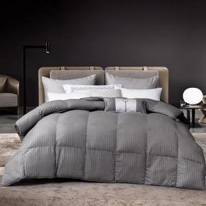 Dorrin Nessin Down Alternative Comforter All Season Duvet Insert(Grey Stripe, Twin)-Ultra Soft Double Brushed Microfiber Quilt Cover, Box Stitched 90x90 Comforter with Corner Tabs