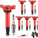 GBTAD Upgraded Ignition Coil Pack & Spark Plug Compatible with 3.3 V6 2004 2005 2006 2007 2008 Toyota Sienna Highlander Solara Lexus RX330 ES330 RX 330 ES 330 3.3L Replaces UF506