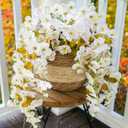 HyeFlora Hibiscus Fall Flowers Artificial Hanging Flowers Plants for Outdoors Autumn Decoration, 2pcs White Silk Hibiscus Vines Realistic UV Resistant Faux Flowers for Outside Planters Garden Indoor