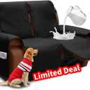 XINEAGE Water Resistant Recliner Cover, 2 Seat Loveseat Covers with Pockets, Quilted Thick Protector Cover for Dog Pets with Non Slip Backing and Strap (Loveseat, Black)