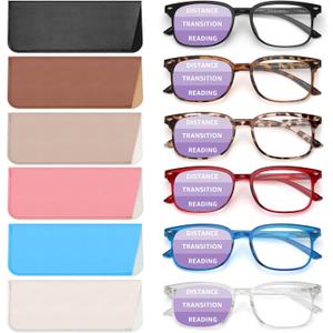 NOVIVON 6 Pack Reading Glasses for Women/Men, Bifocal, Progressive, Readers for Women/Men, Eye glasses (A1 6 Pack Progressive)