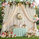 20ftx12ft Beige Backdrop Curtains for Parties, Wrinkle Free Polyester Beige Photo Backdrop Drapes 4 Panels 12 ft Long Back Drop Cloth for Wedding Birthday Photography Background