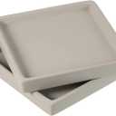 PATIKIL Plant Pot Saucers 5 Inch, 2 Pack Ceramic Square Flower Drip Tray for Indoor Outdoor, Gray