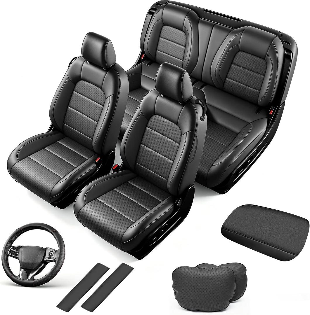AOMSAZTO Custom Fit Seat Covers for Ford Mustang Coupe 2015-2026 Black