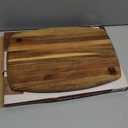 Acacia Wood Cutting Board 14 x 10 Inch Oval, 0.6" Thin Edge Grain, Handle & Hanging Hole, for Fruit, Cheese, Bread, Kitchen Prep, Non-Toxic BPA/Plastic Free, Solid Hardwood by New M Way