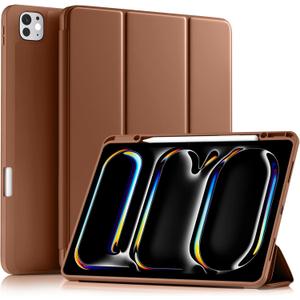Akkerds for iPad Pro 13 Inch Case (M5/M4) 2025/2024 with Pencil Holder | Slim Trifold Stand Protective Cover with Soft TPU Back for iPad 13 Pro Case, Auto Wake/Sleep (DarkBrown)