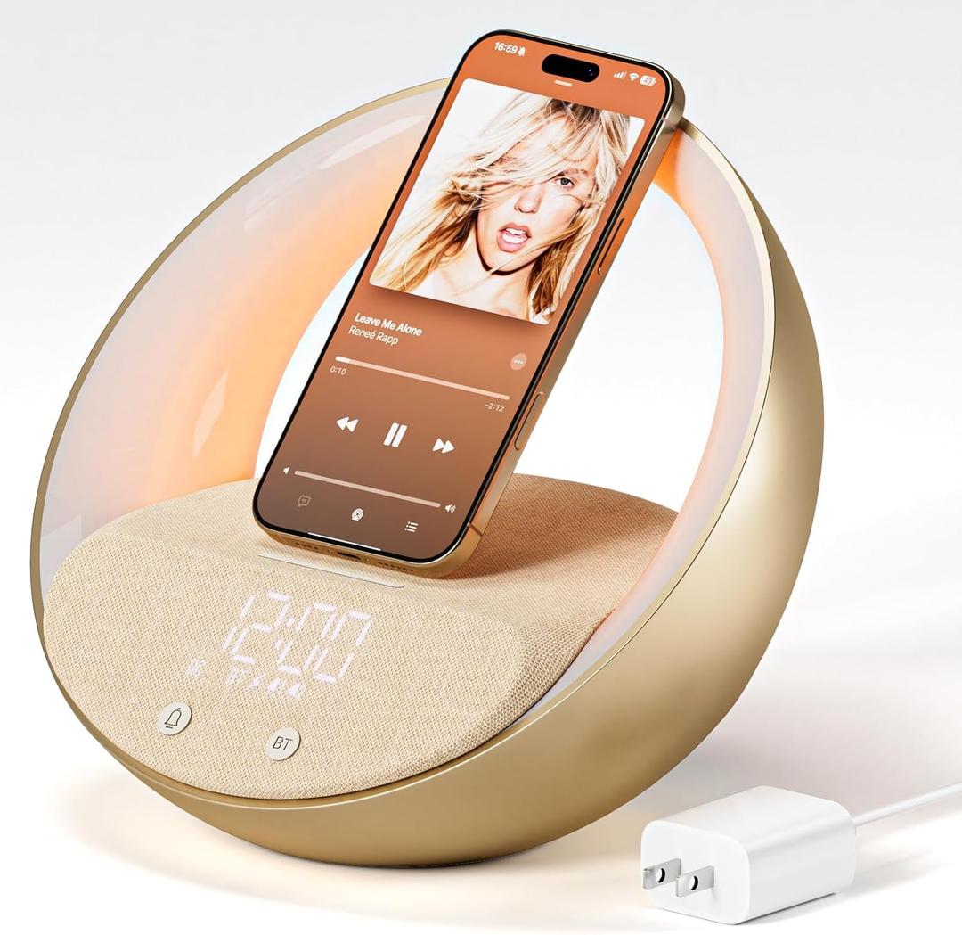 Bluetooth Speaker, 15W Fast Wireless Charging for Bedroom, Adjustable LED Night Light, 10W Portable Wireless Audio, Bluetooth 5.3 Speakers Wireless for iPhone, 2400mAh