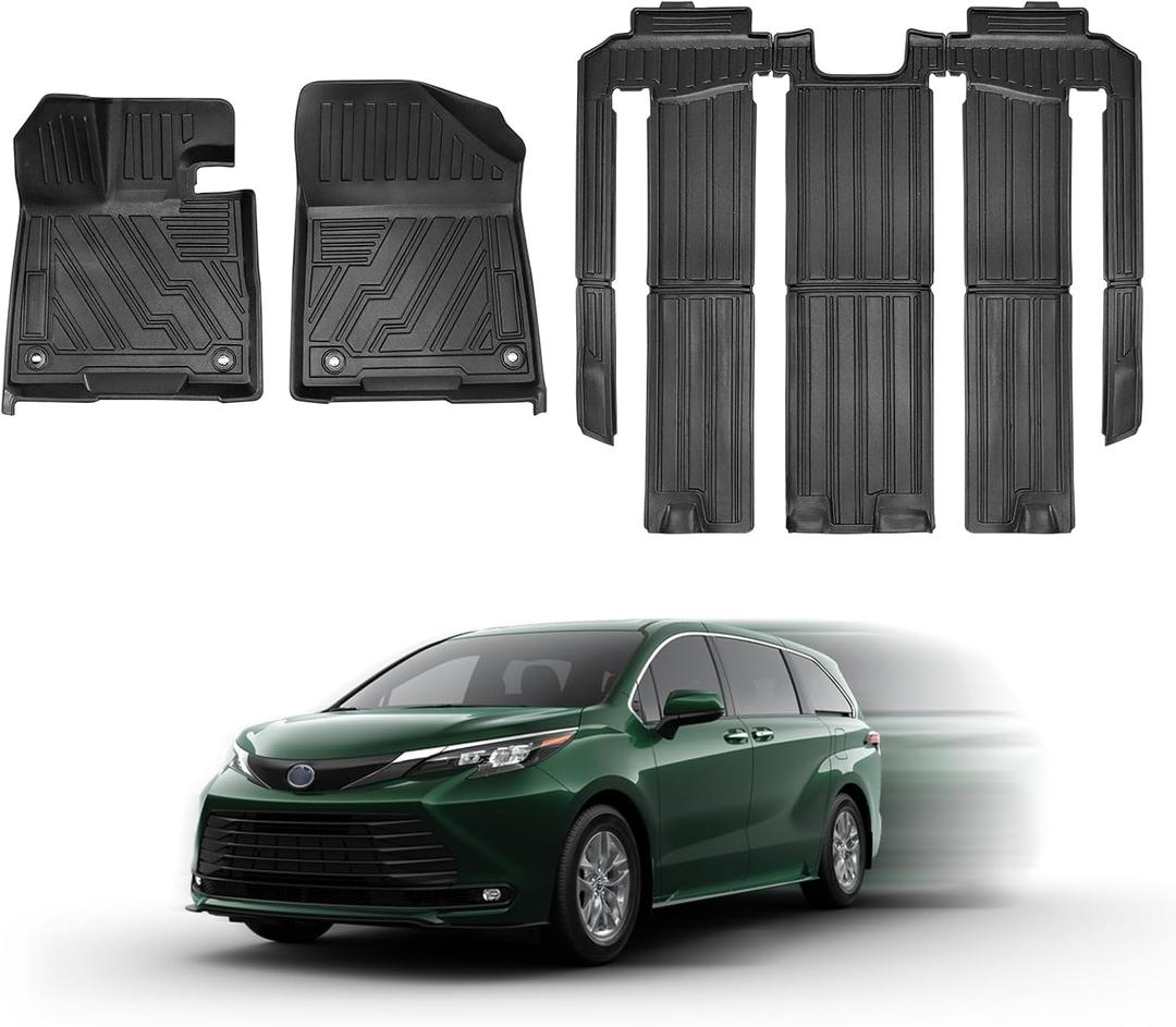 Fit for 2021-2024 2025 2026 T-oyota Sienna 7 Passanger Floor Mat 3 Rows Liner, All-Weather 3D Custom Interior Car Mats Compatible for Toyota 2021 2022-2024 2025 2026 Sienna Accessories7 Passenger
