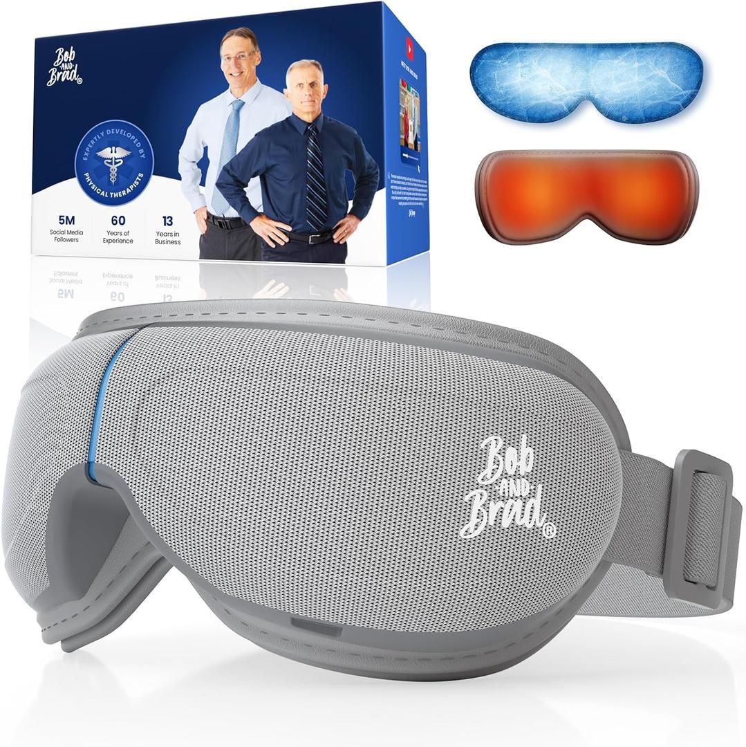 BOB AND BRAD Eye Massager with Heat and Cooling, EyeOasis 2 Eye Mask for Migraines FSA Eligible/HSA Eligible, Heated Face Massager for Eyes Strain Relief Improve Sleep, Birthday Gifts for Women Men (Gray)